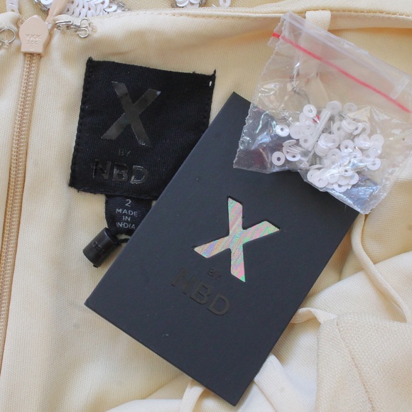 X by NBD Madeline Beaded Mini Dress Ivory NWT - Picture 8 of 8